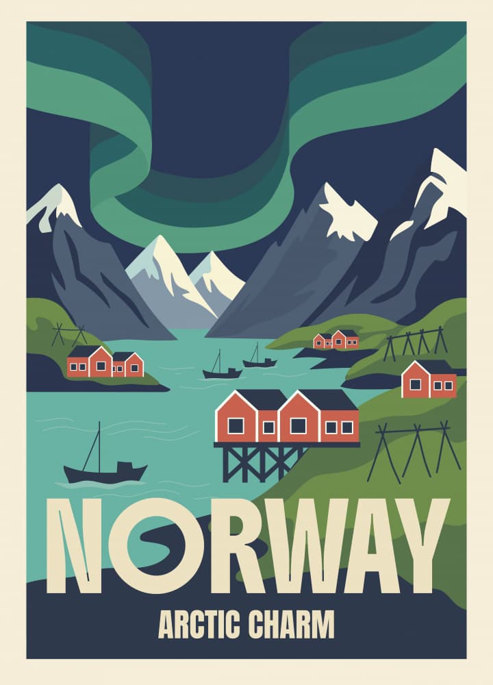 Norway Fjord Northern Lights by Marika Barsrsind β canvas wall art