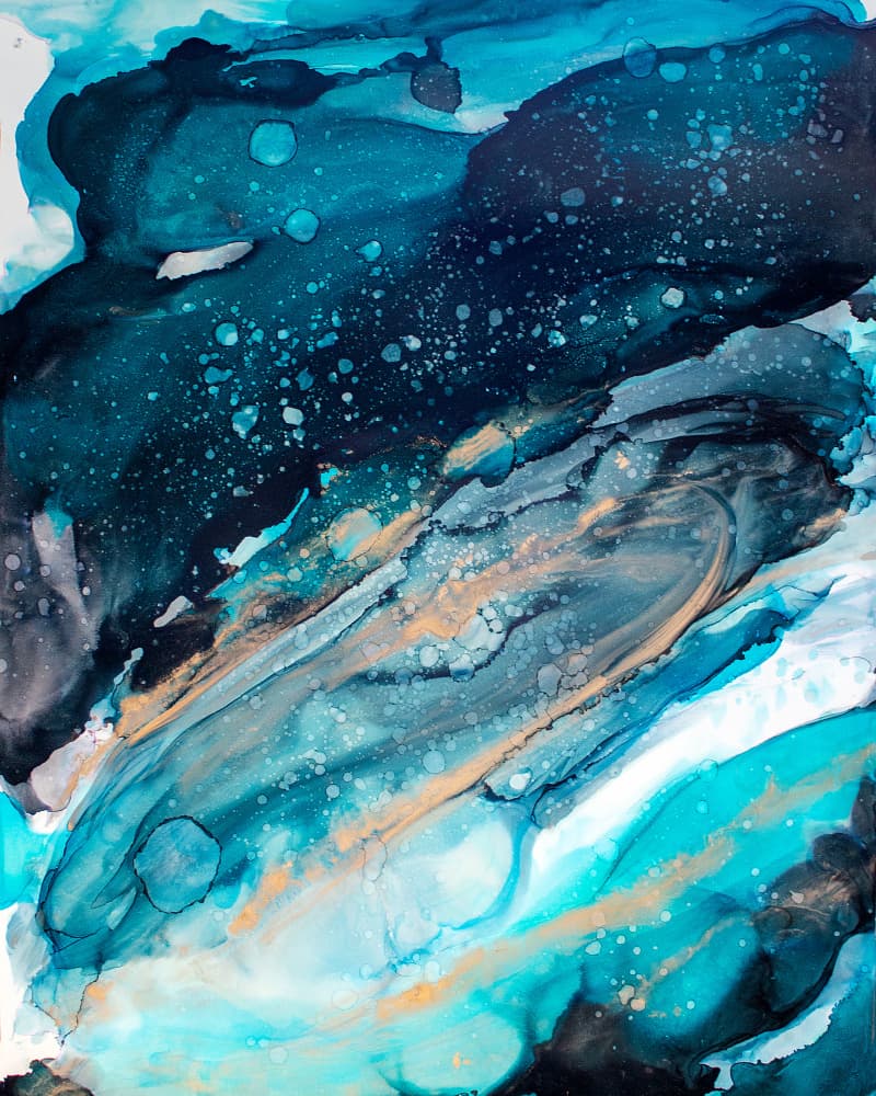 Deep Blue Gold Currents by Jenny Nielsen — canvas wall art
