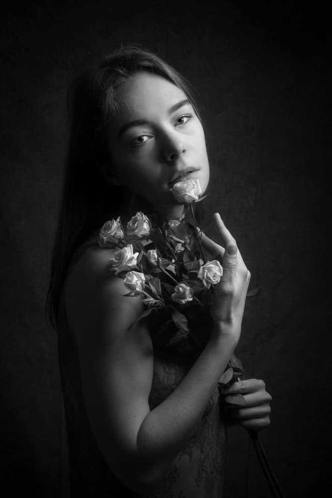 Monochrome Rose Portrait by Ruth Franke — canvas wall art
