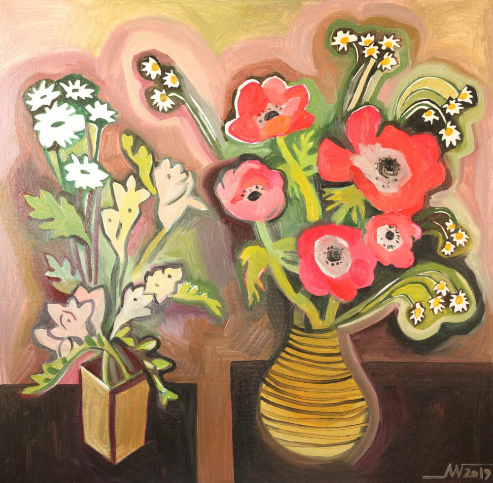 Vibrant Still Life Flowers by Marina Gorkaeva — canvas wall art