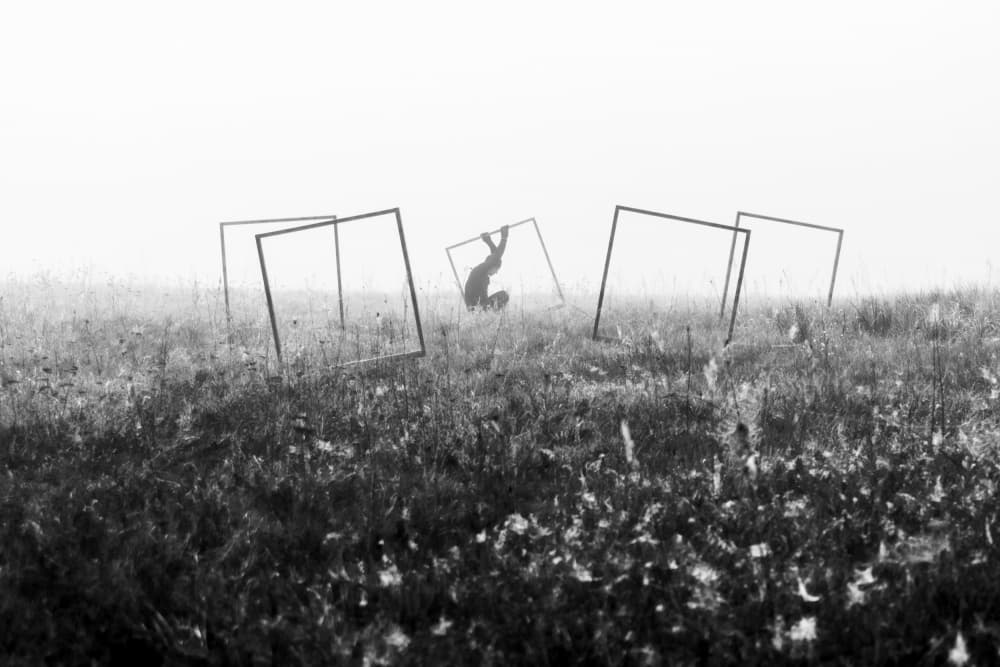 Misty Frames Figure by Leszek Paradowski — canvas wall art