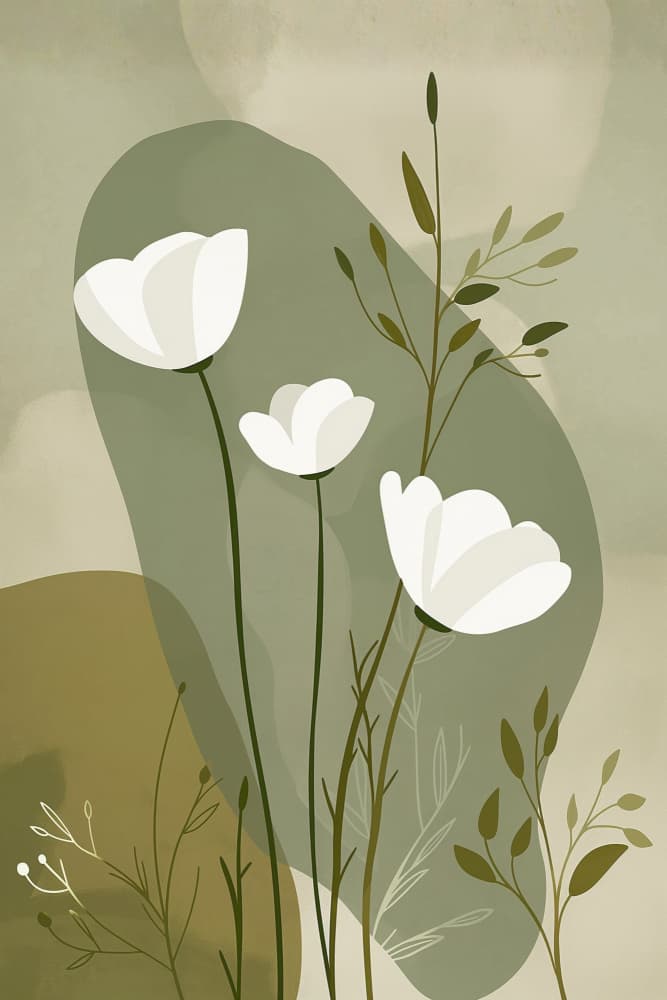 Gentle Botanical Blooms by Sally Ann Moss — canvas wall art