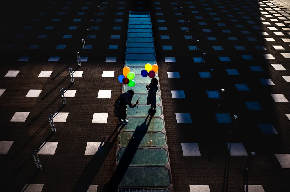 Colorful Balloons Long Shadows by Tetsuya Hashimoto — canvas wall art