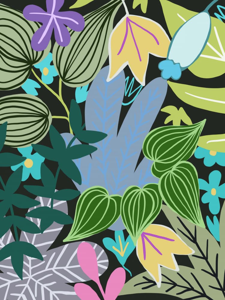 Colorful Jungle Foliage by Little Dean — canvas wall art