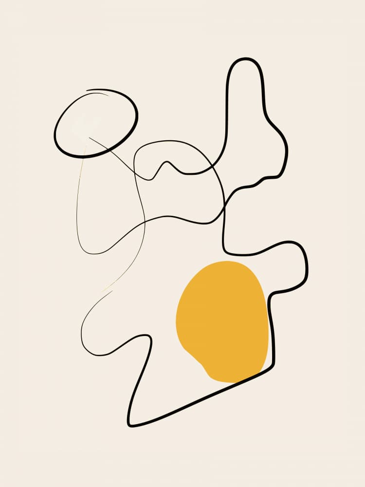 Minimalist Organic Lines Yellow by Little Dean — canvas wall art
