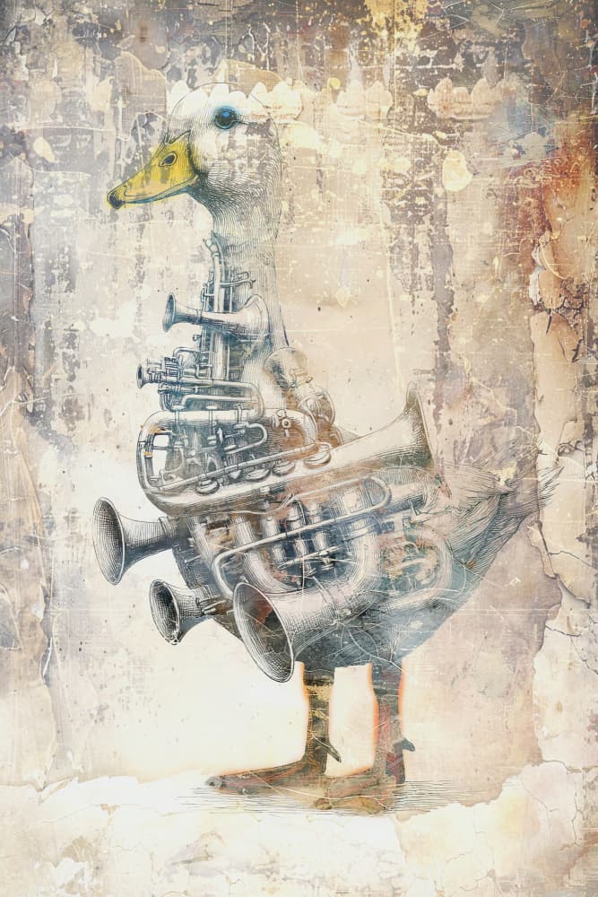 Surreal Musical Duck by Rafal Kulik — canvas wall art