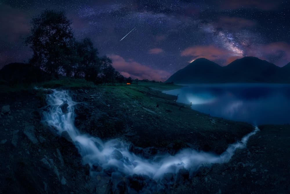 Milky Way Waterfall Night by Selions(陈磊) — canvas wall art