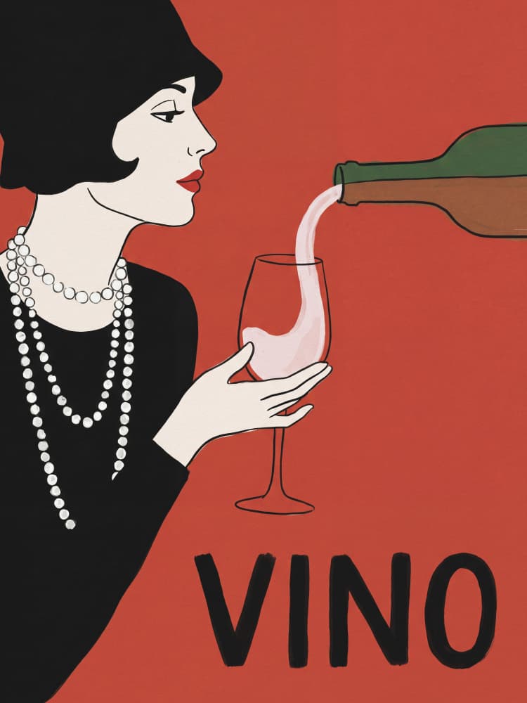 Elegant Flapper Wine Pour by Andreas Magnusson — canvas wall art