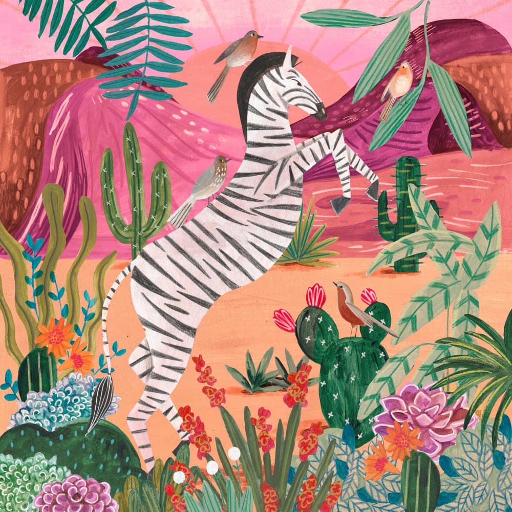 Zebra in the mountains by Caroline Bonne Müller — canvas wall art