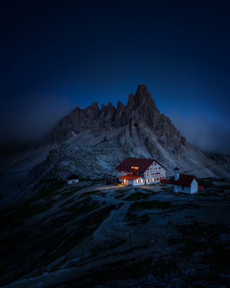 Alpine Hut Evening Glow by Ti Wang — canvas wall art