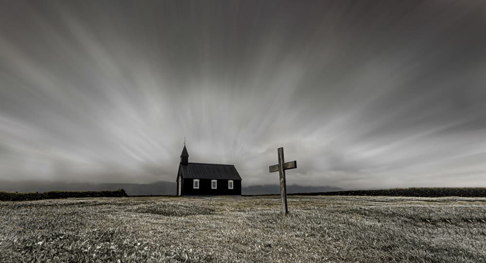 Solitary Church and Cross by Kenneth-Wei Zeng — canvas wall art
