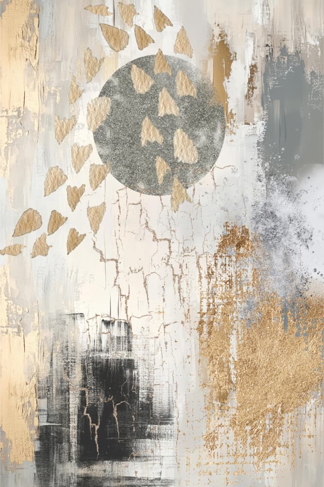 Distressed Gold Circle Abstract by Sally Ann Moss — canvas wall art