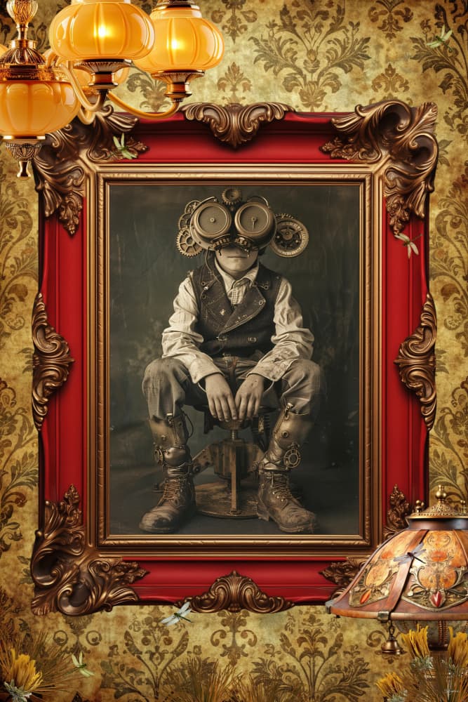 Curious Steampunk Boy by Sue Skellern — canvas wall art