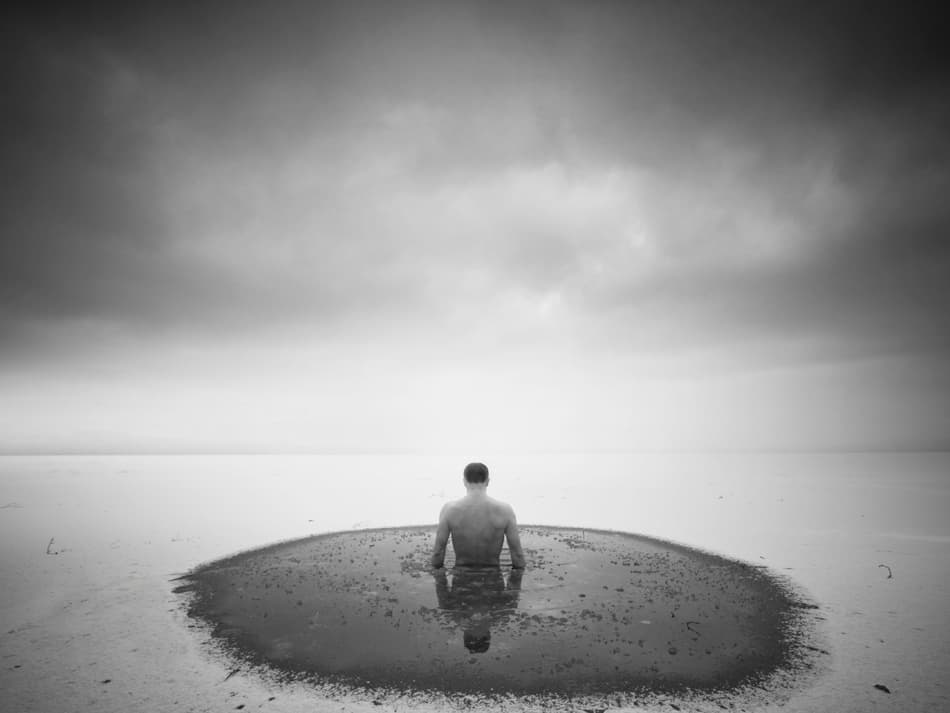 Solitary Man Contemplating by Leszek Paradowski — canvas wall art