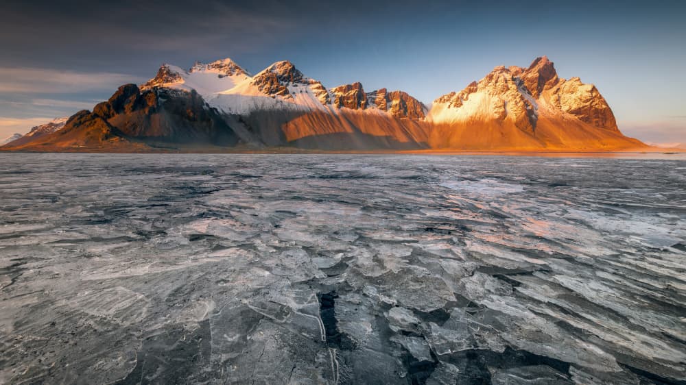 Frozen Mountain Glow by Wim Denijs — canvas wall art