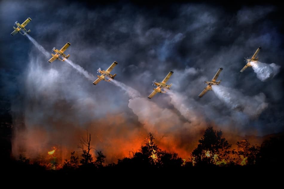 Aerial Fire Attack by Antonio Grambone — canvas wall art