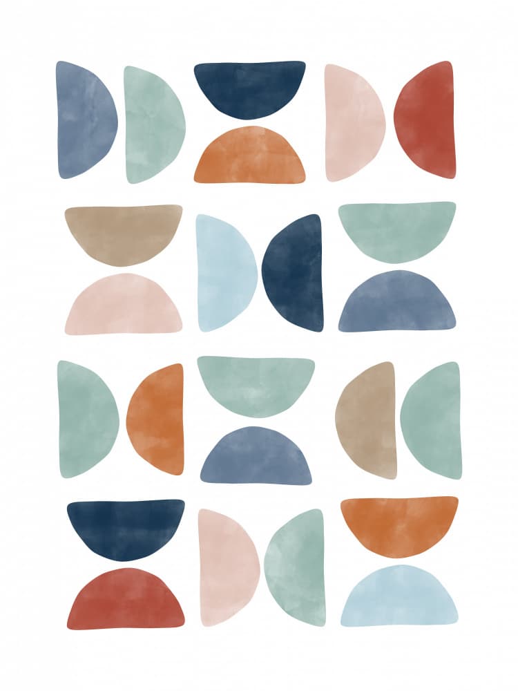 Muted Geometric Shapes by Elena Ristova — canvas wall art