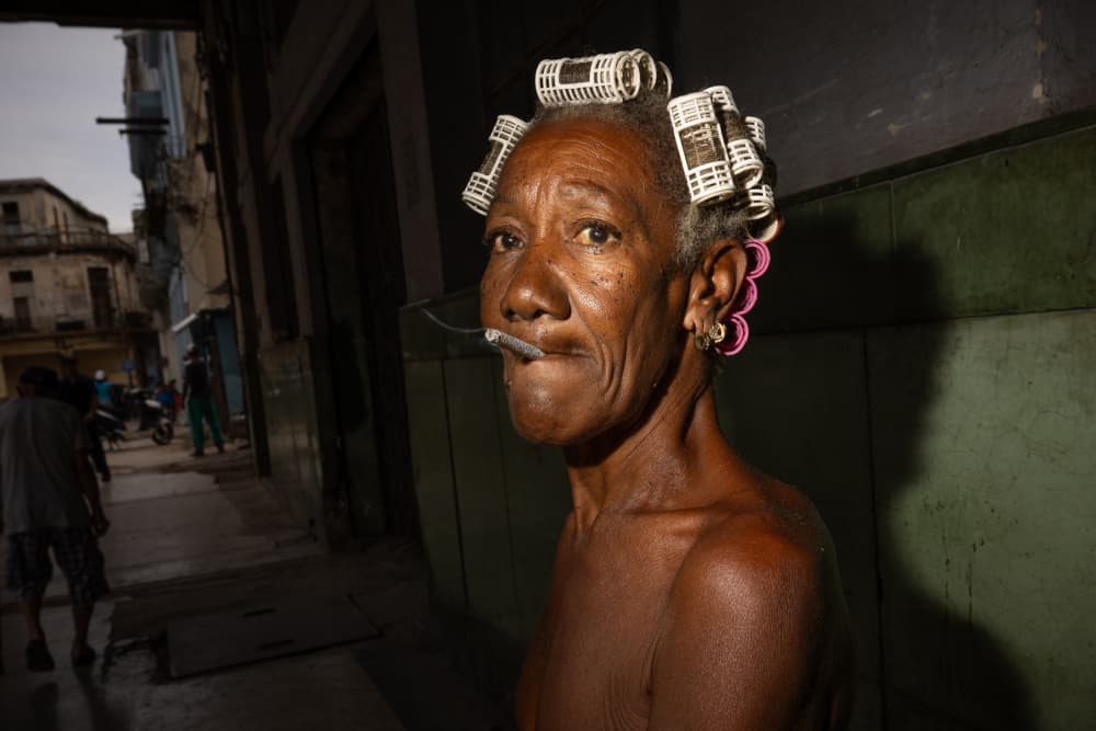 Cuban Woman Curlers by Tony Xu — canvas wall art