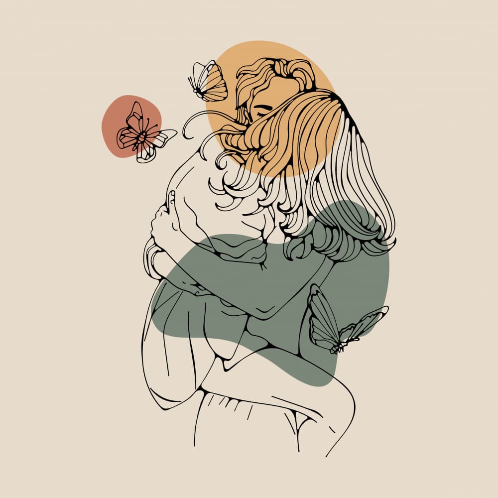 Couple's Tender Embrace by Olga Galeeva — canvas wall art
