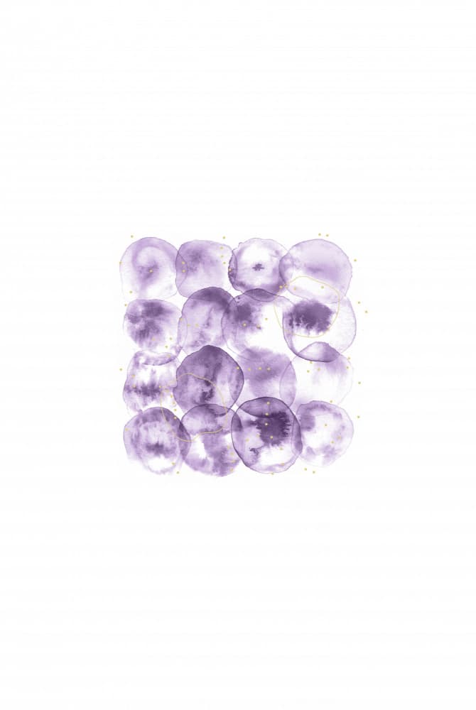 Shimmering Purple Circles by Fabiana Silveira — canvas wall art