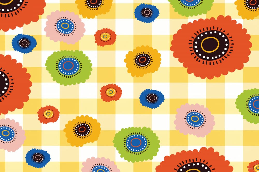 Colorful Gingham Flowers by Sue Skellern — canvas wall art