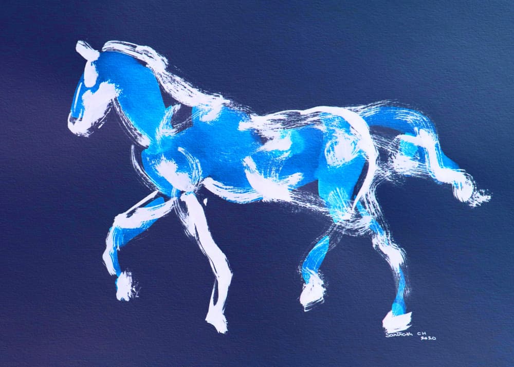 Blue Horse Energy by Santhosh ch — canvas wall art