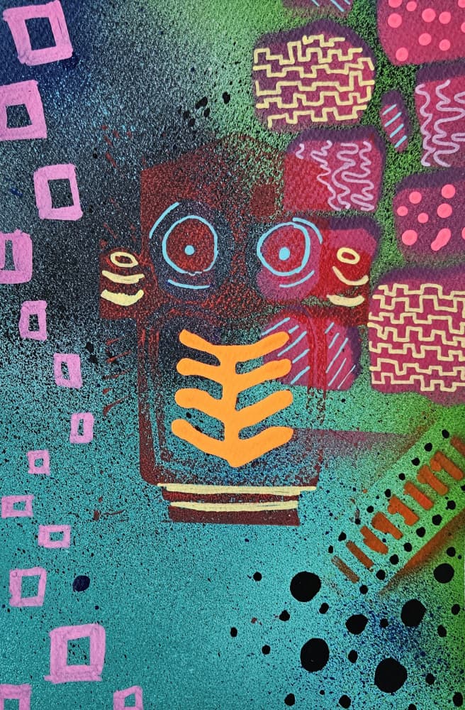 Vivid Abstract Character by Olea Huuska — canvas wall art