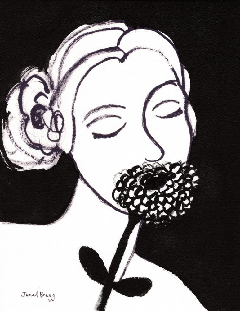 Serene Woman Smelling Flower by Janel Bragg — canvas wall art