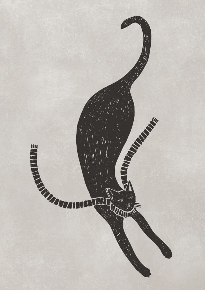 Elegant Black Cat Stretch by Rosana Laiz Blursbyai — canvas wall art