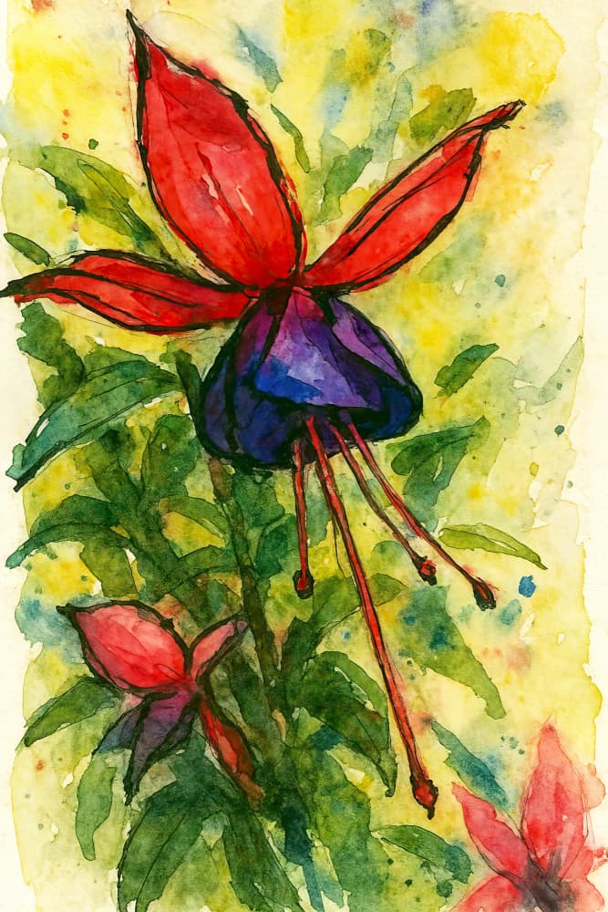 Fuchsia Watercolor Bloom by Natalie Bruns — canvas wall art