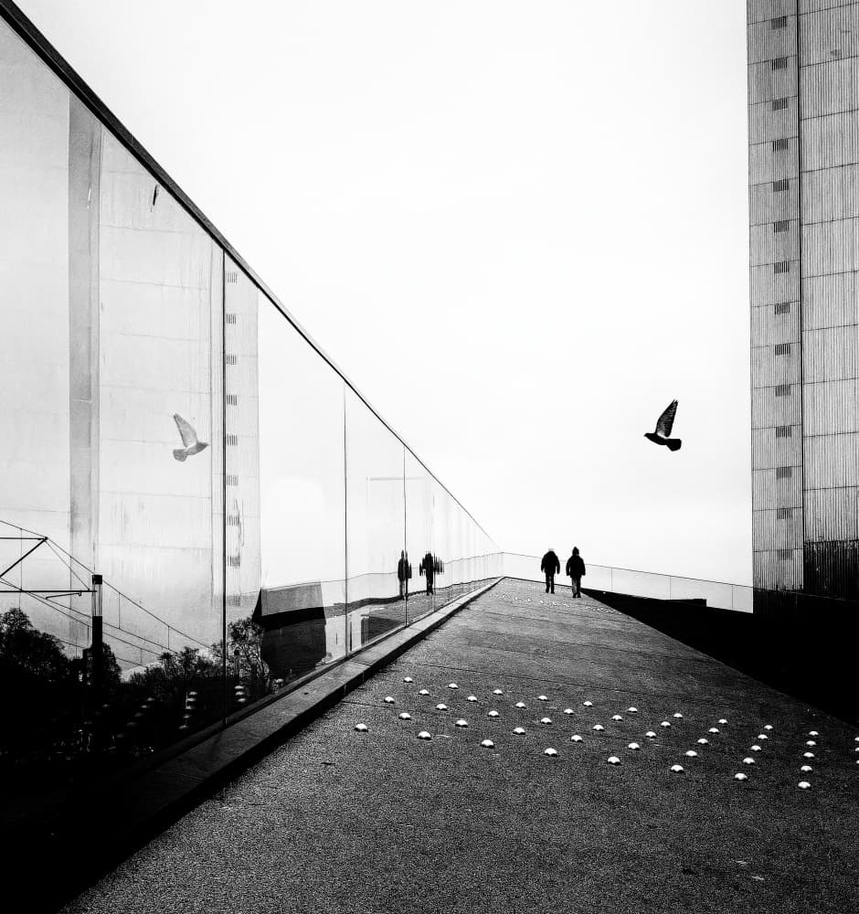 Urban Walkway Reflections by Andreas Timar — canvas wall art