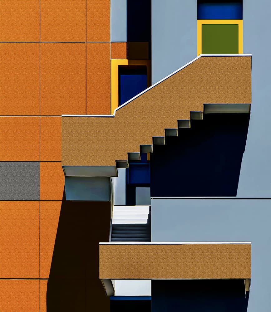 Colorful Geometric Stairs by Arnon Orbach — canvas wall art