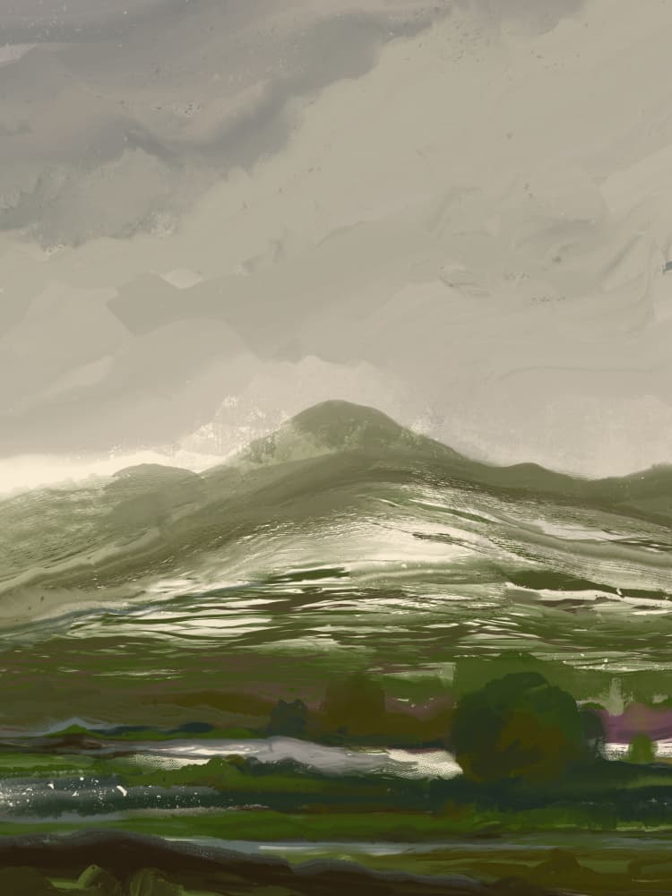Misty Green Mountain Valley by Josie George — canvas wall art
