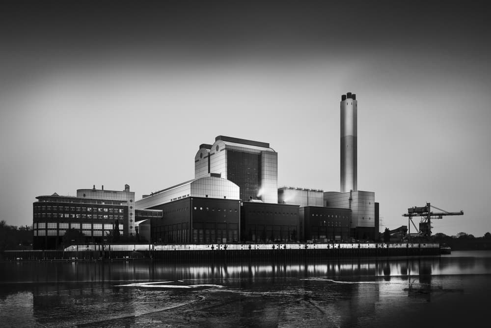Modern Industrial Waterfront Complex by Oscar Lopez — canvas wall art