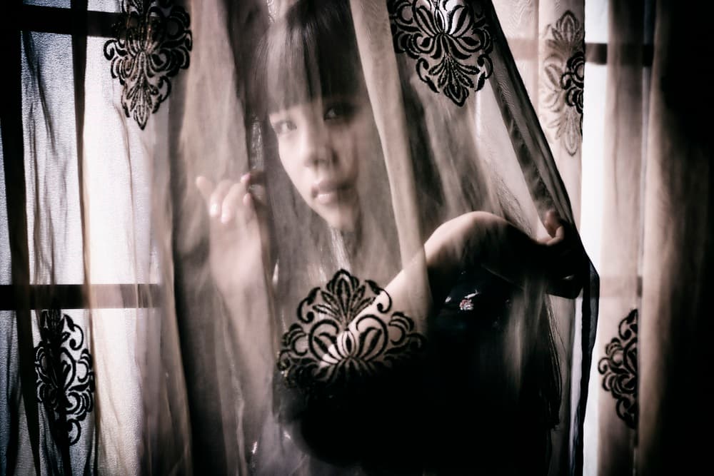 Mysterious Girl Peeking by 7 Flavor C/P — canvas wall art