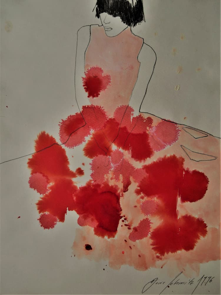 Red Ink Dress by Doris Schmitz — canvas wall art