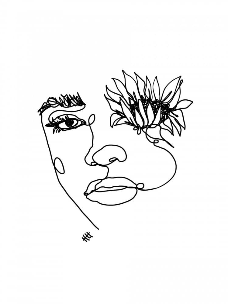 Floral Face Line Art by Hanna Lee Tidd — canvas wall art