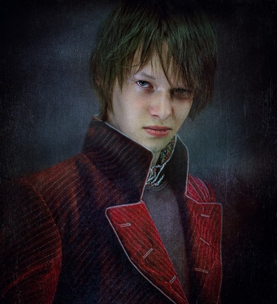 Mysterious Youth Red Coat by Svetlana Melik-Nubarova — canvas wall art