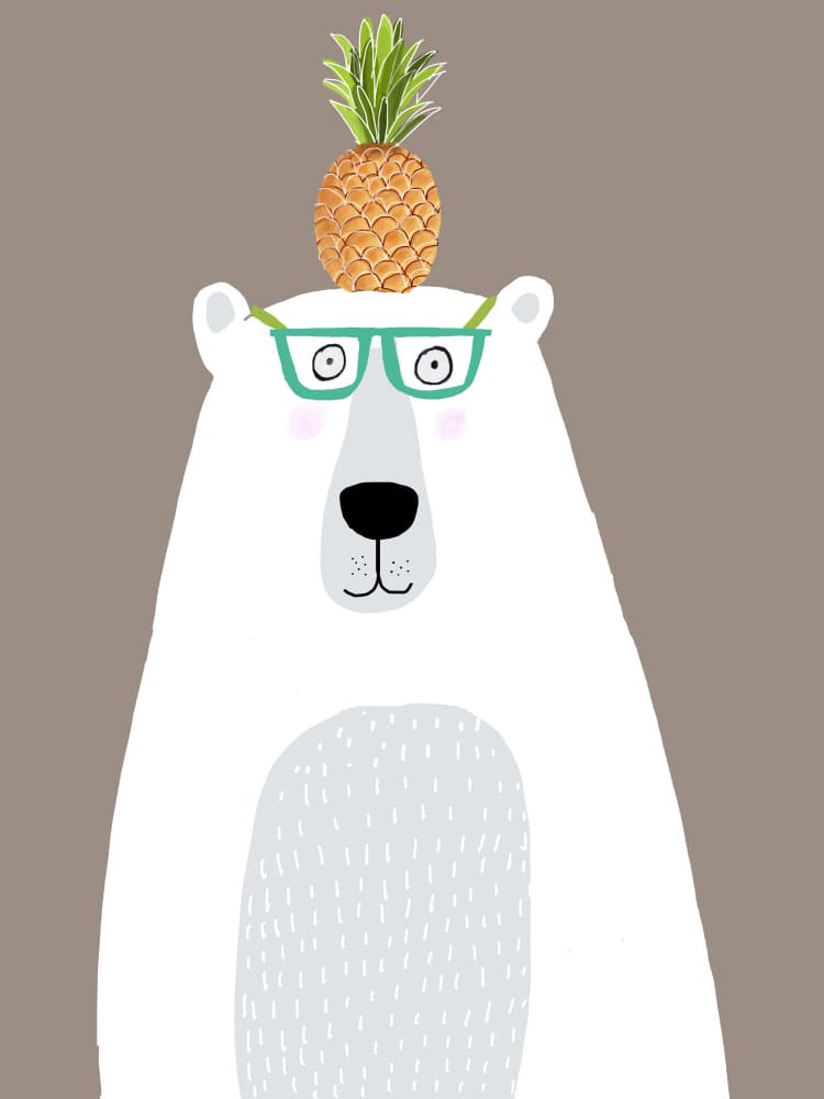 Whimsical Pineapple Bear by Carla Daly — canvas wall art