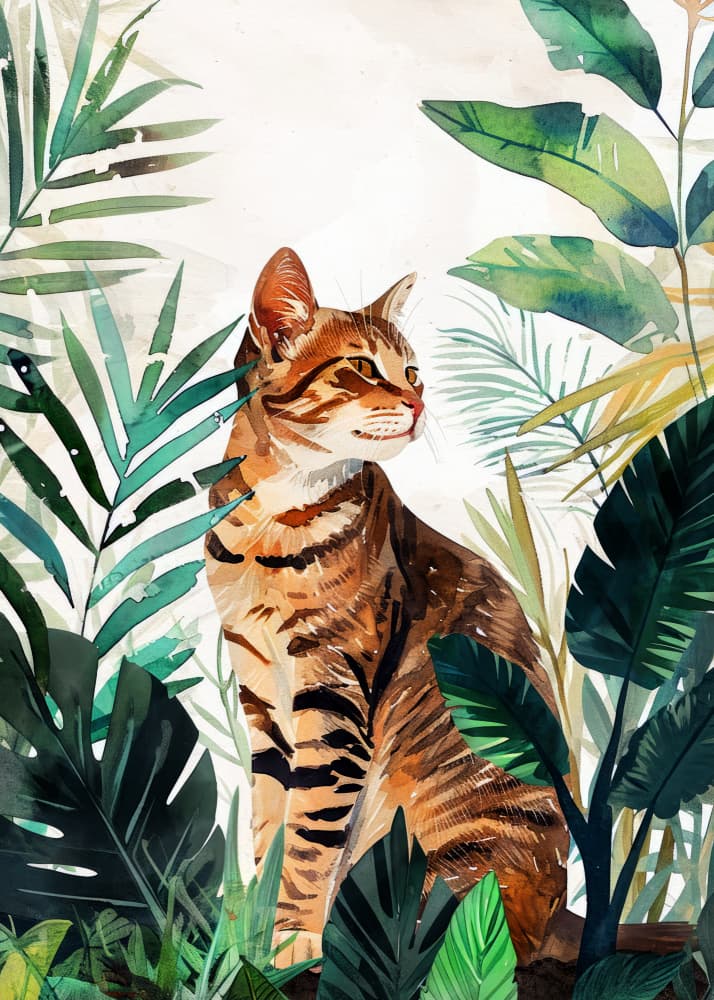 Tropical Cat Foliage by Justyna Jaszke — canvas wall art