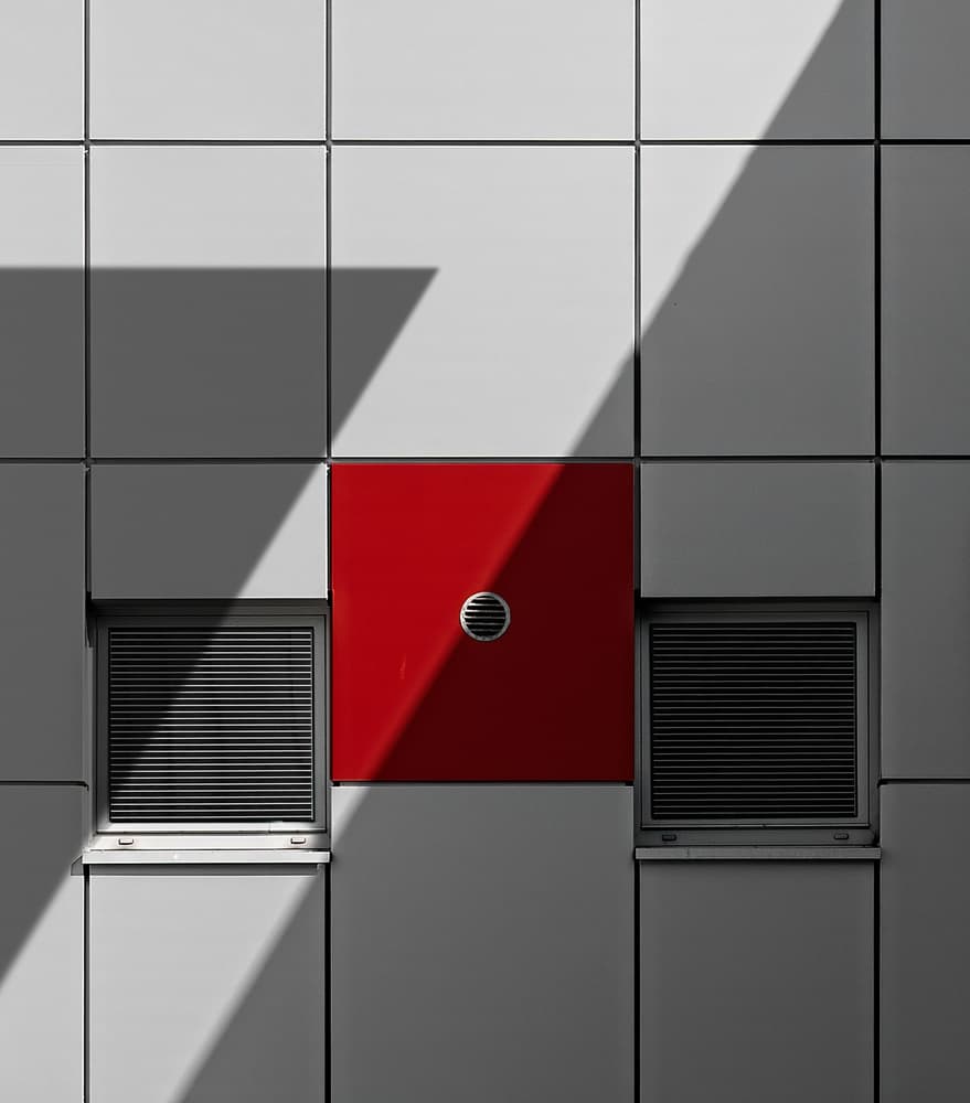Geometric Red Shadows by Tomasz Buczkowski ( Tomush ) — canvas wall art