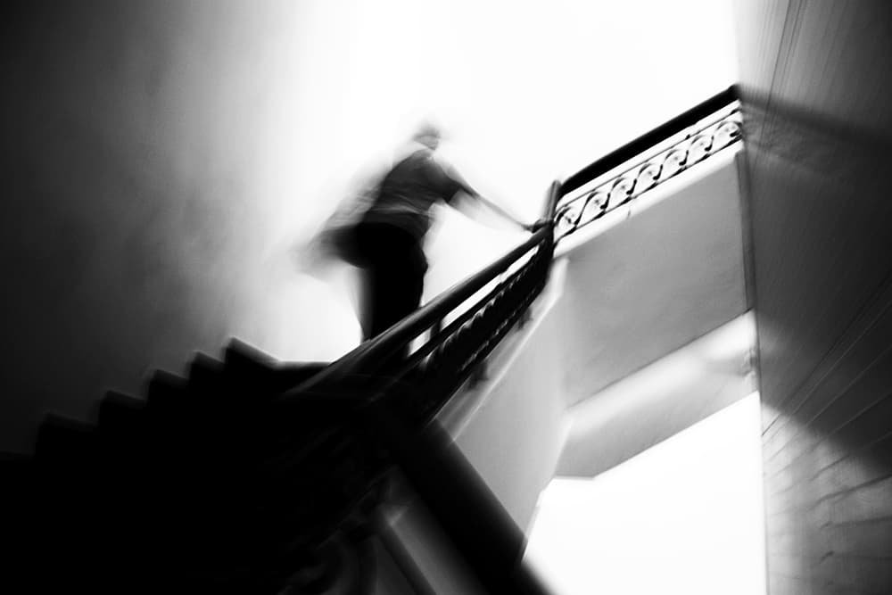 Speeding Up The Stairs by Bogdan Bouşcă — canvas wall art