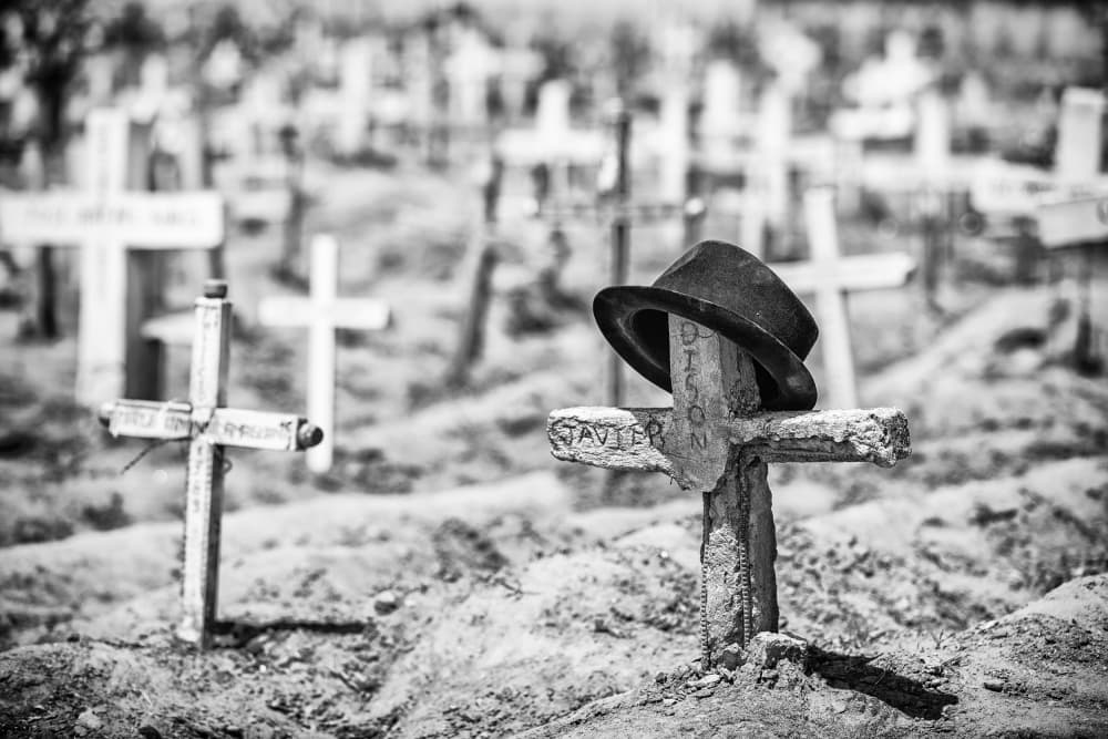 Grave Cross With Hat by Goran Jovic — canvas wall art