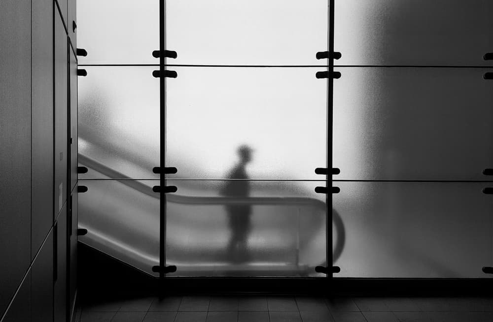 Modern Escalator Silhouette by Huib Limberg — canvas wall art