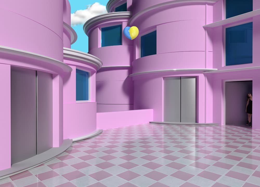 Pink Fantasy Architecture by Michael Allmaier — canvas wall art