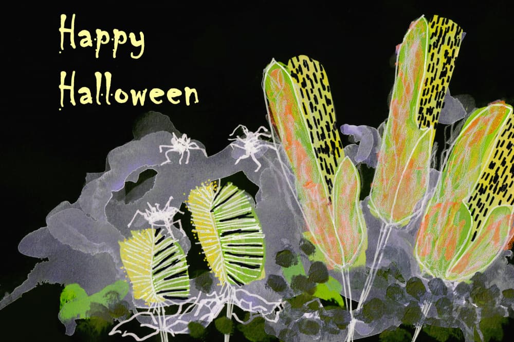 Happy Halloween Spiders by Lori Ann Folz — canvas wall art