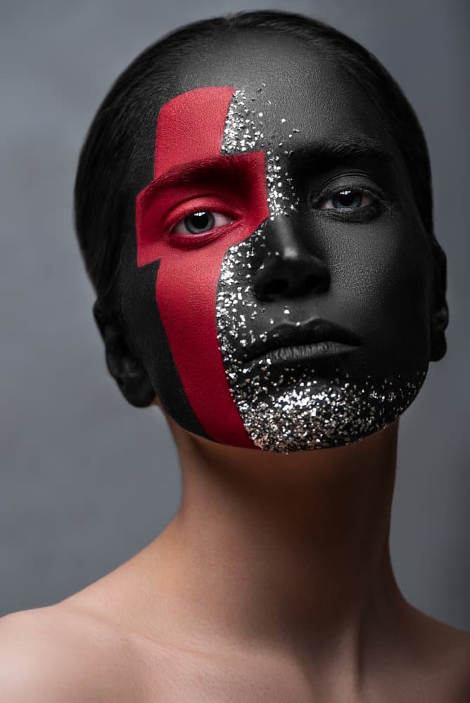 Bold Red Glitter Face by Peyman Naderi — canvas wall art