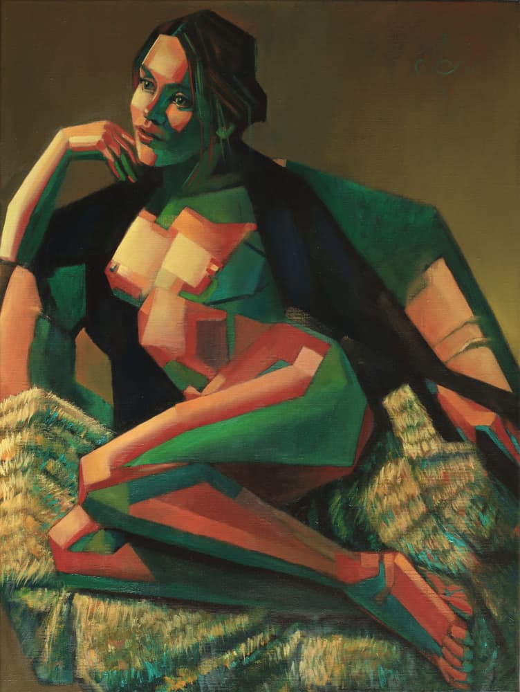 Geometric Nude Woman by Corné Akkers — canvas wall art