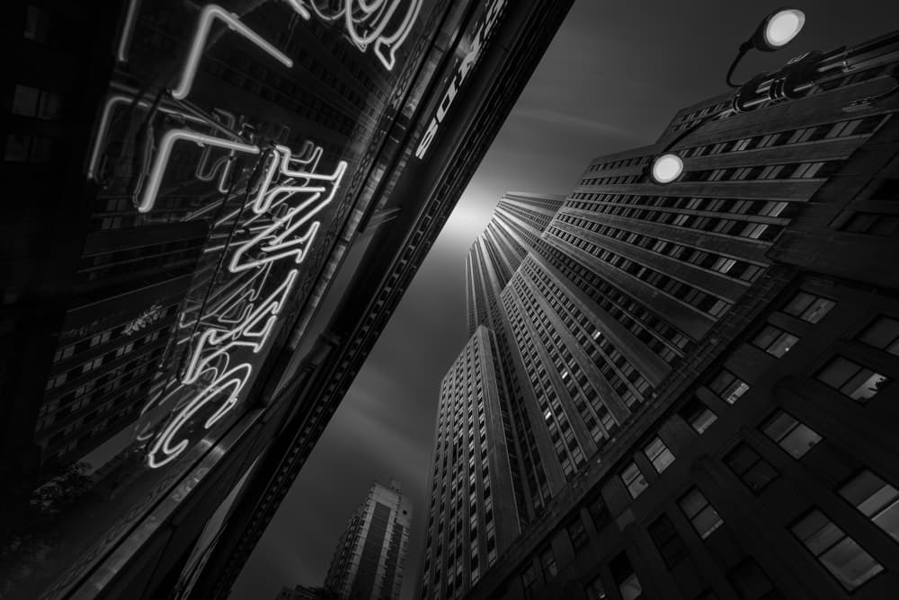 Skyscraper Neon Reflection by Yoshihiko Wada — canvas wall art