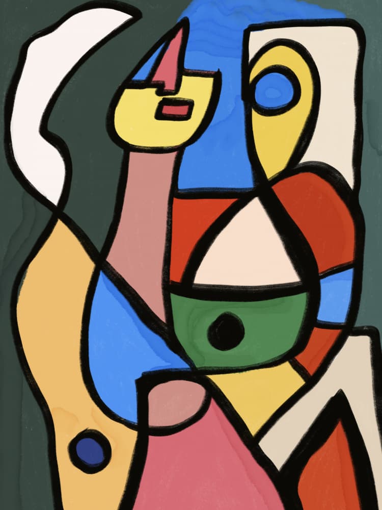Colorful Cubist Figures by Little Dean — canvas wall art